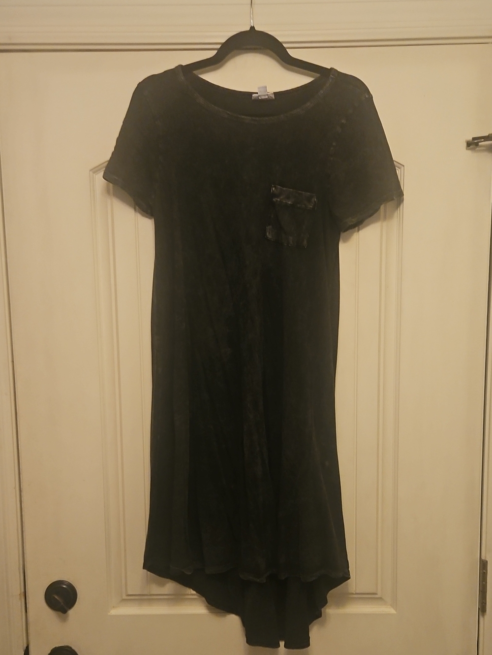 LuLaRoe Black Velvet Midi Dress with Chest Pocket